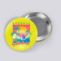 Retro Vintage 1980s Eternal Summer Tropical Vacation Time Button