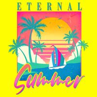 Retro Vintage 1980s Eternal Summer Tropical Vacation Time Button