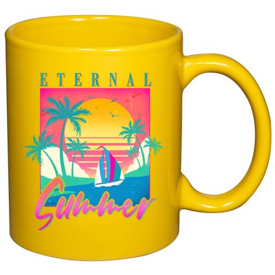 Retro Vintage 1980s Eternal Summer Tropical Vacation Time 11oz C Handle Ceramic Mug