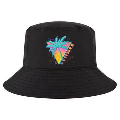 Retro Vintage 1980s Summer Palm Tree Summer Vacation Time Cool Comfort Performance Bucket Hat
