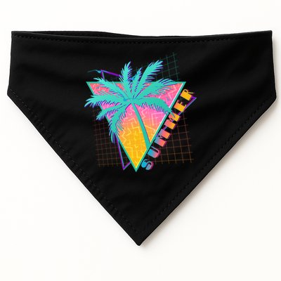 Retro Vintage 1980s Summer Palm Tree Summer Vacation Time USA-Made Doggie Bandana