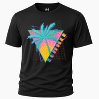Retro Vintage 1980s Summer Palm Tree Summer Vacation Time Performance Shirt