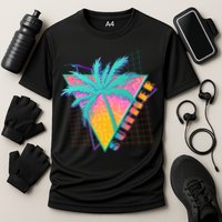 Retro Vintage 1980s Summer Palm Tree Summer Vacation Time Performance Shirt