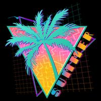 Retro Vintage 1980s Summer Palm Tree Summer Vacation Time Performance Shirt