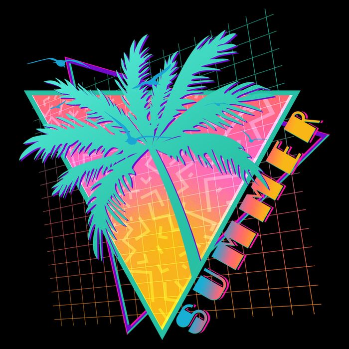 Retro Vintage 1980s Summer Palm Tree Summer Vacation Time Performance Shirt