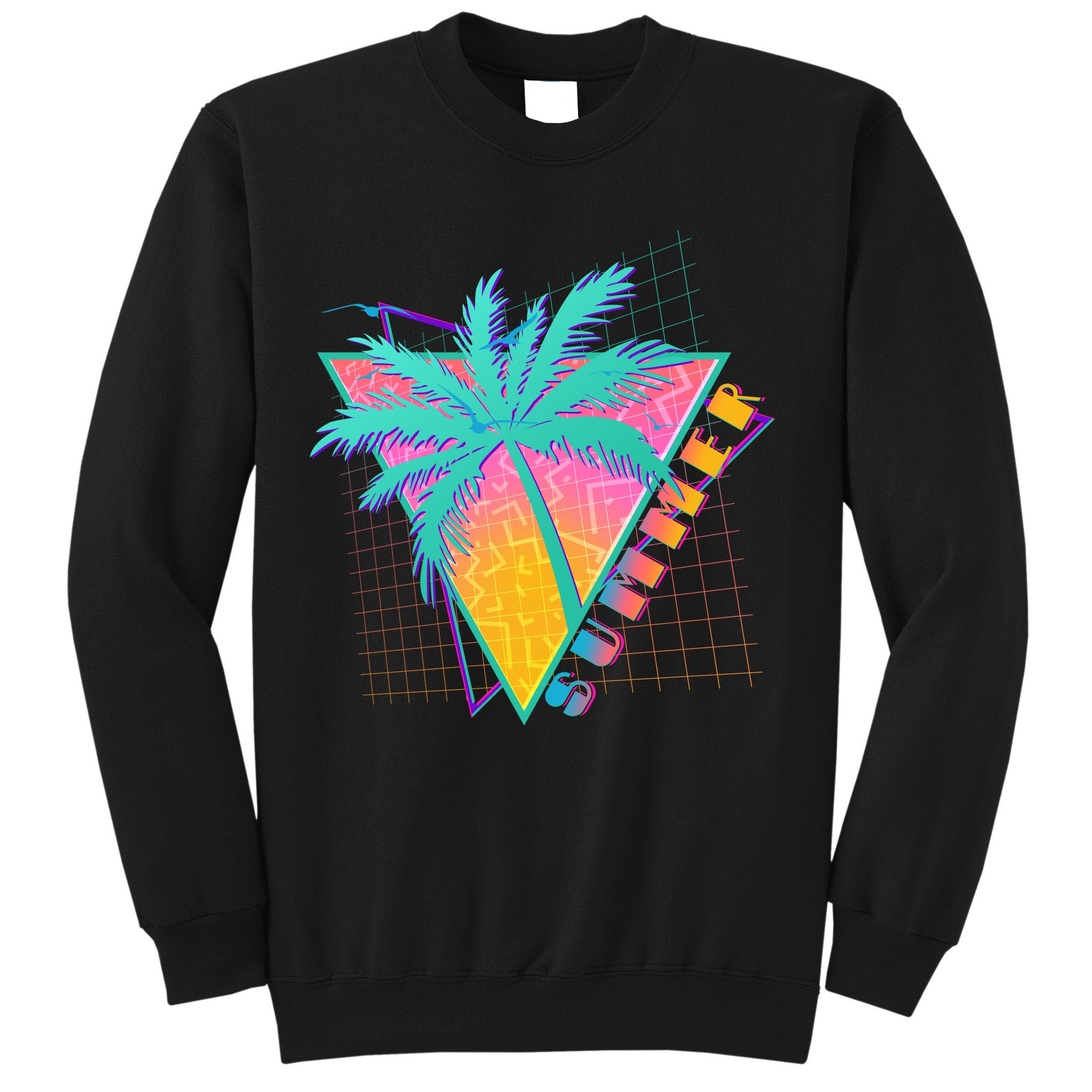 Retro Vintage 1980s Summer Palm Tree Summer Vacation Time Sweatshirt