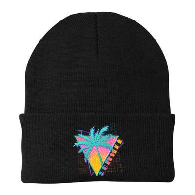 Retro Vintage 1980s Summer Palm Tree Summer Vacation Time Beanie