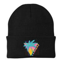 Retro Vintage 1980s Summer Palm Tree Summer Vacation Time Beanie
