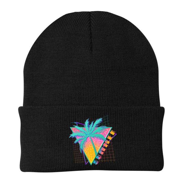 Retro Vintage 1980s Summer Palm Tree Summer Vacation Time Beanie