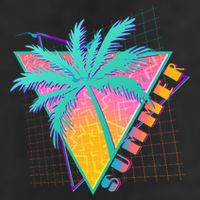 Retro Vintage 1980s Summer Palm Tree Summer Vacation Time Beanie