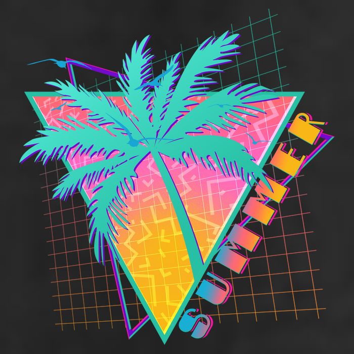 Retro Vintage 1980s Summer Palm Tree Summer Vacation Time Beanie