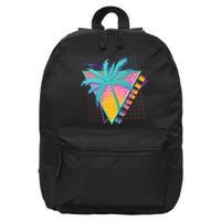 Retro Vintage 1980s Summer Palm Tree Summer Vacation Time 16 in Basic Backpack