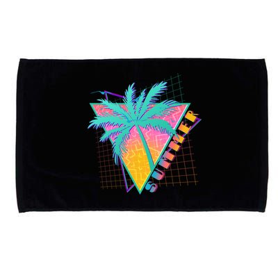 Retro Vintage 1980s Summer Palm Tree Summer Vacation Time Microfiber Hand Towel