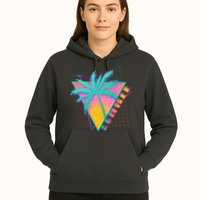 Retro Vintage 1980s Summer Palm Tree Summer Vacation Time Hoodie