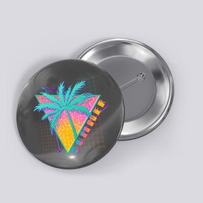 Retro Vintage 1980s Summer Palm Tree Summer Vacation Time Button