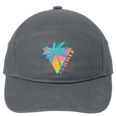 Retro Vintage 1980s Summer Palm Tree Summer Vacation Time 7-Panel Snapback Hat