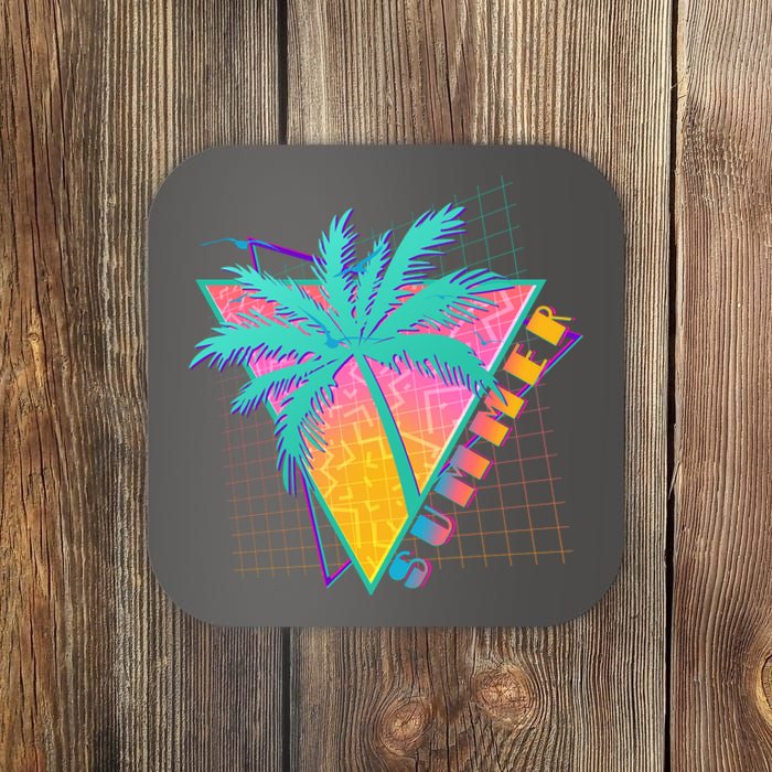 Retro Vintage 1980s Summer Palm Tree Summer Vacation Time Coaster