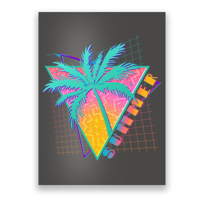 Retro Vintage 1980s Summer Palm Tree Summer Vacation Time Poster