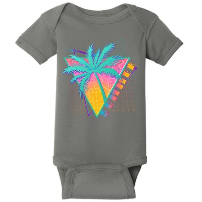 Retro Vintage 1980s Summer Palm Tree Summer Vacation Time Baby Bodysuit