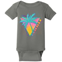 Retro Vintage 1980s Summer Palm Tree Summer Vacation Time Baby Bodysuit
