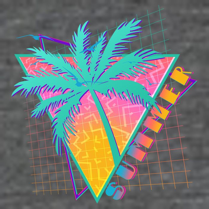 Retro Vintage 1980s Summer Palm Tree Summer Vacation Time Baby Bodysuit