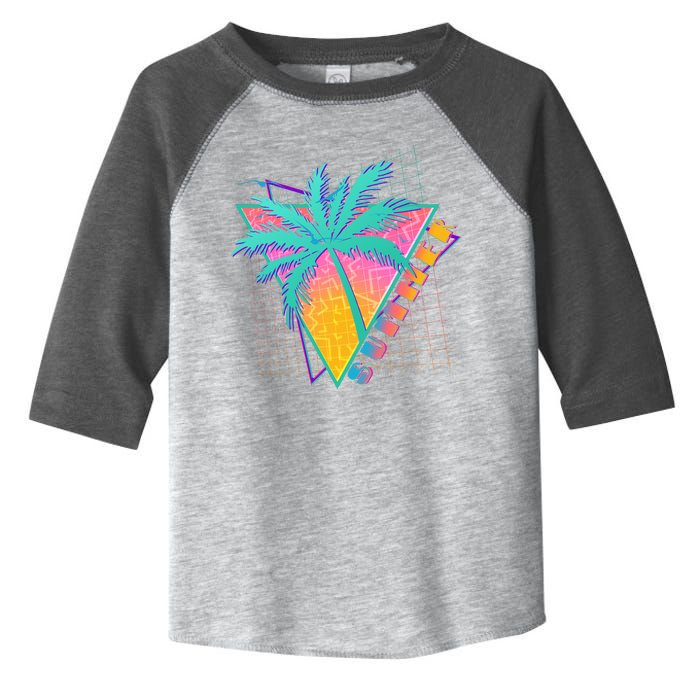 Retro Vintage 1980s Summer Palm Tree Summer Vacation Time Toddler Fine Jersey T-Shirt