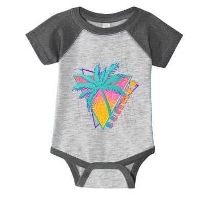 Retro Vintage 1980s Summer Palm Tree Summer Vacation Time Infant Baby Jersey Bodysuit