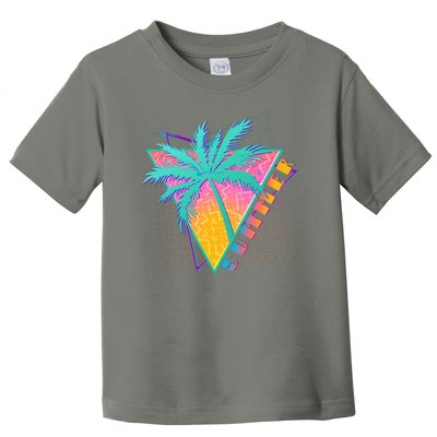 Retro Vintage 1980s Summer Palm Tree Summer Vacation Time Toddler T-Shirt