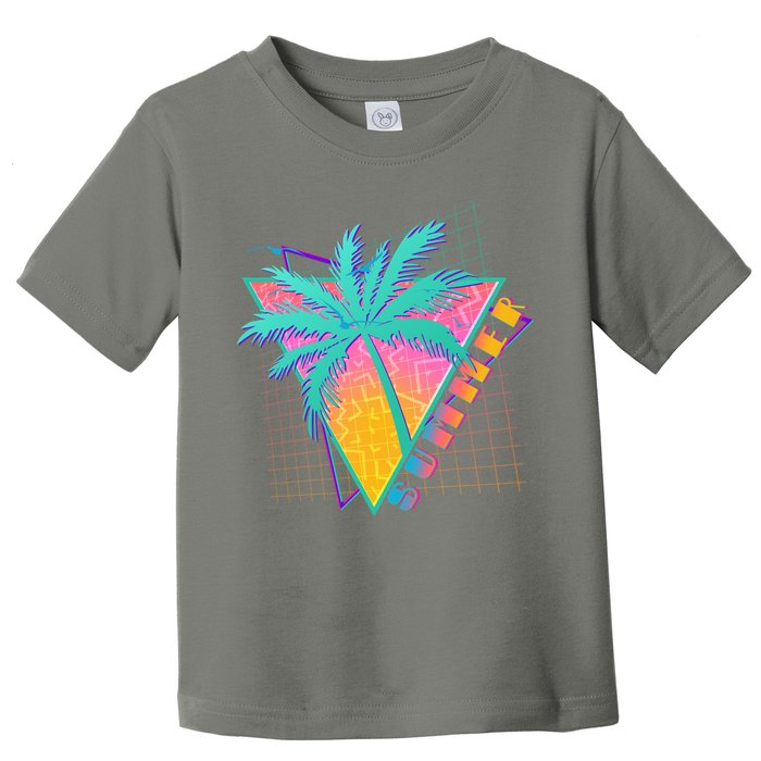Retro Vintage 1980s Summer Palm Tree Summer Vacation Time Toddler T-Shirt