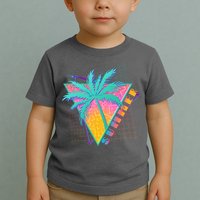 Retro Vintage 1980s Summer Palm Tree Summer Vacation Time Toddler T-Shirt