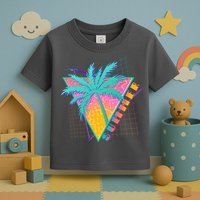Retro Vintage 1980s Summer Palm Tree Summer Vacation Time Toddler T-Shirt