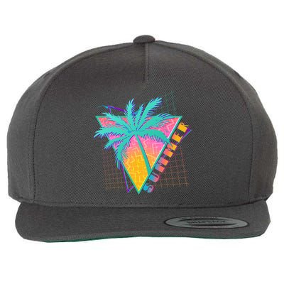 Retro Vintage 1980s Summer Palm Tree Summer Vacation Time Wool Snapback Cap