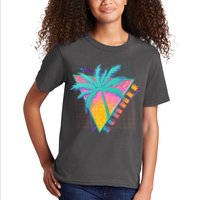Retro Vintage 1980s Summer Palm Tree Summer Vacation Time Kids T-Shirt