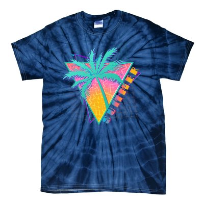 Retro Vintage 1980s Summer Palm Tree Summer Vacation Time Tie-Dye T-Shirt