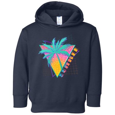 Retro Vintage 1980s Summer Palm Tree Summer Vacation Time Toddler Hoodie