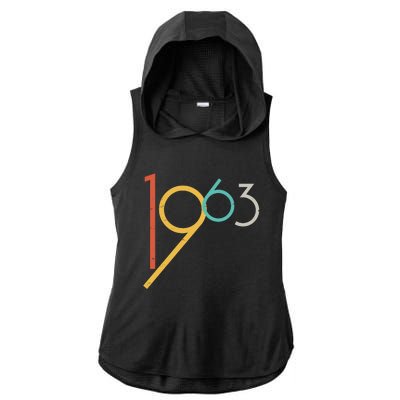 Retro Vintage 1963 60th Birthday Ladies PosiCharge Tri-Blend Wicking Draft Hoodie Tank