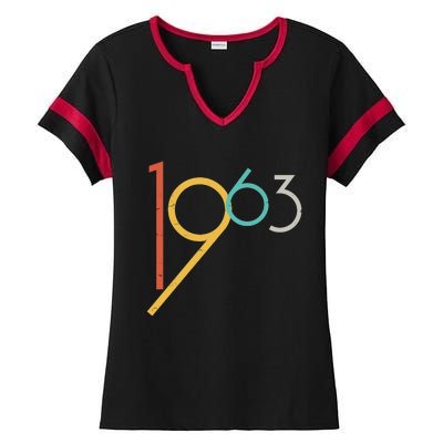 Retro Vintage 1963 60th Birthday Ladies Halftime Notch Neck Tee