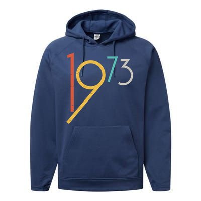 Retro Vintage 1973 50th Birthday Performance Fleece Hoodie