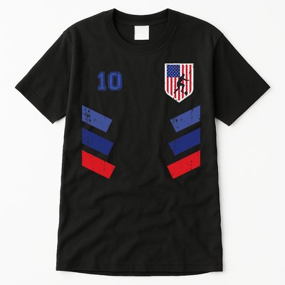 Retro vintage 10 American Football USA Soccer USA Flag Tall T-Shirt