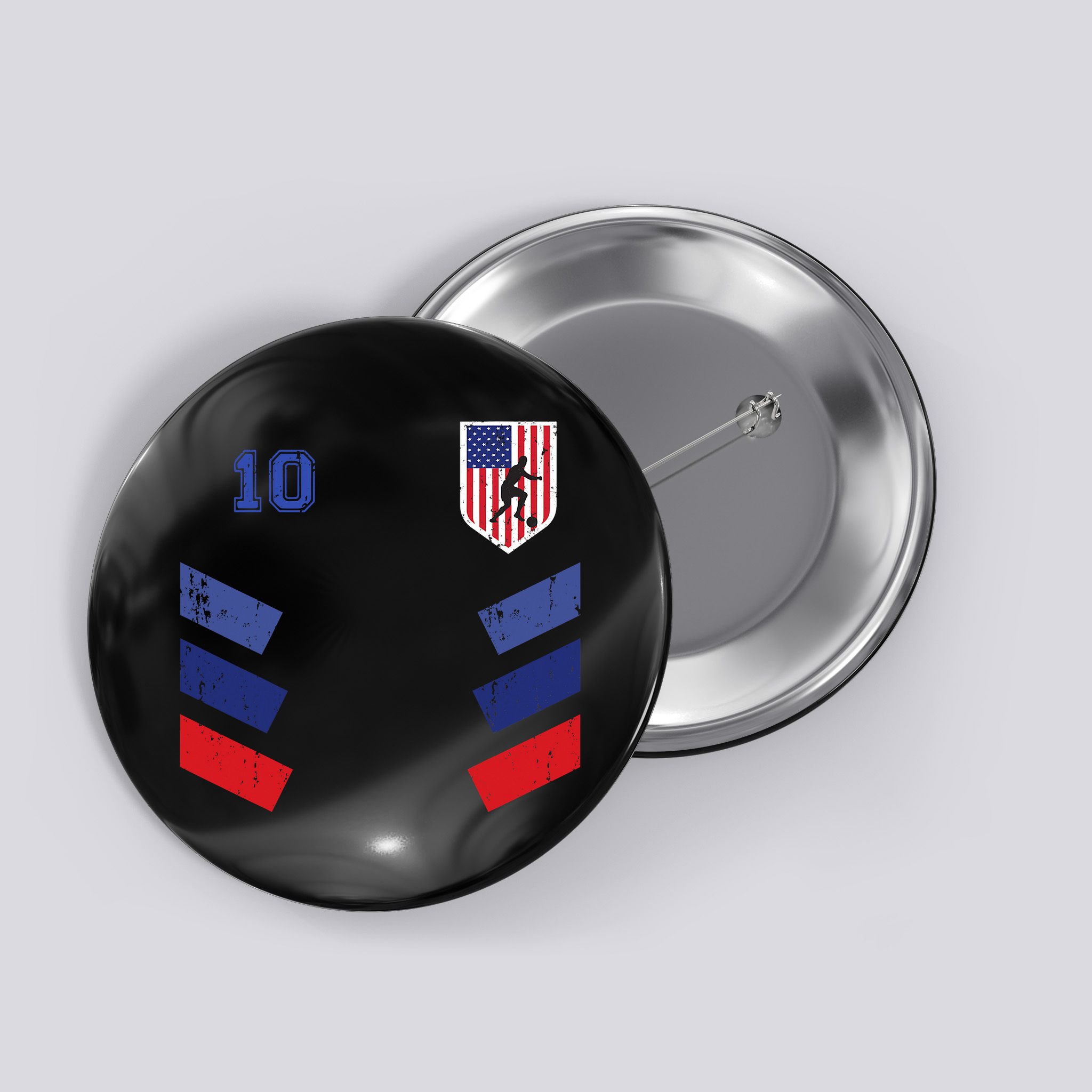 Retro vintage 10 American Football USA Soccer USA Flag Button