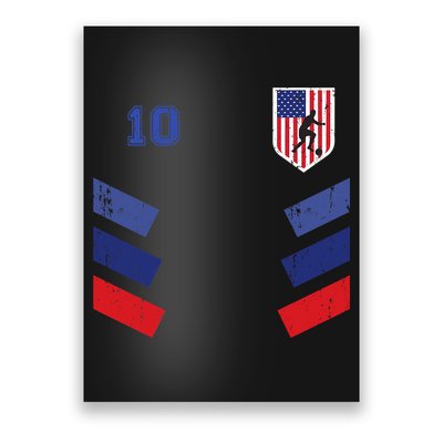 Retro vintage 10 American Football USA Soccer USA Flag Poster