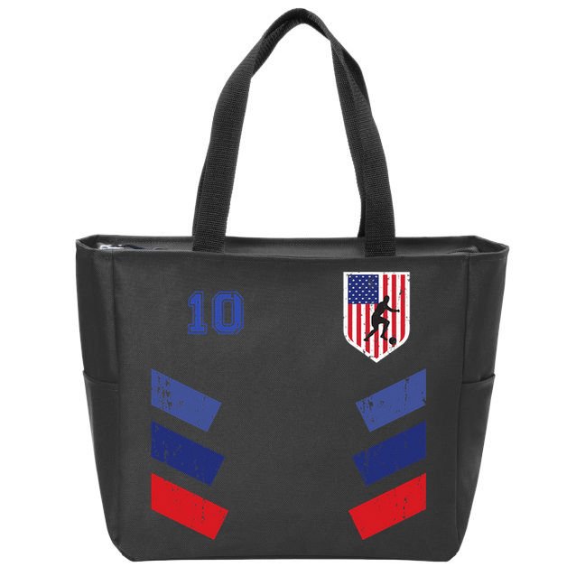 Retro vintage 10 American Football USA Soccer USA Flag Zip Tote Bag