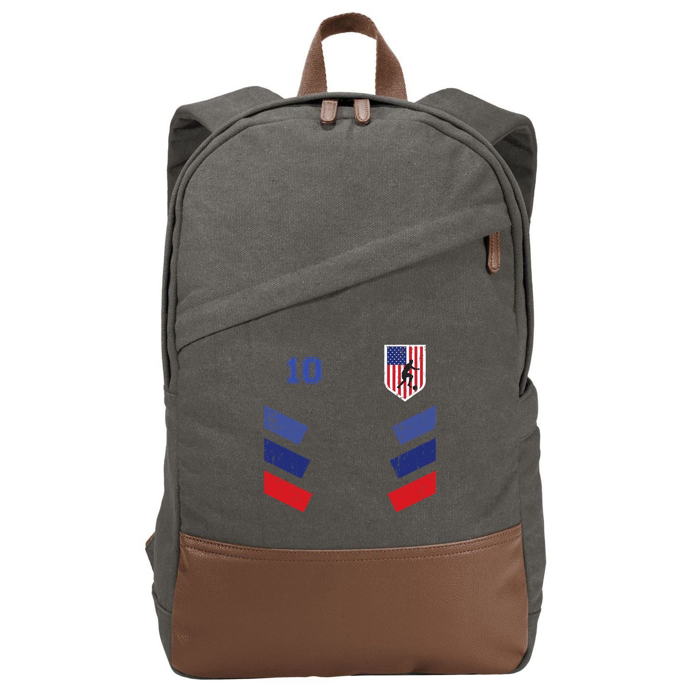 Retro vintage 10 American Football USA Soccer USA Flag Cotton Canvas Backpack