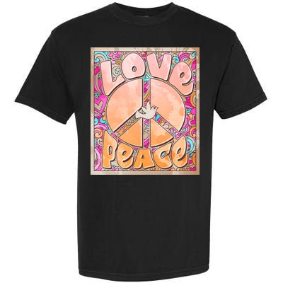 Retro Vintage 1960s Sixties Love And Peace Poster Garment-Dyed Heavyweight T-Shirt