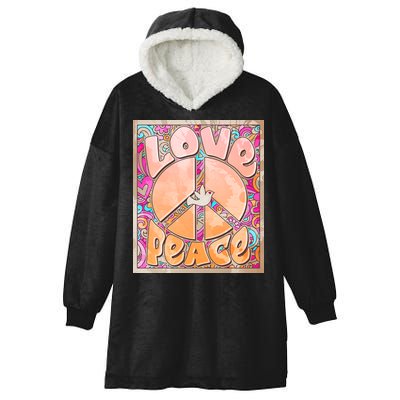 Retro Vintage 1960s Sixties Love And Peace Poster Hooded Wearable Blanket