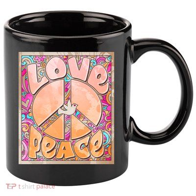 Retro Vintage 1960s Sixties Love And Peace Poster 11oz C Handle Ceramic Mug