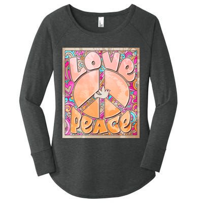 Retro Vintage 1960s Sixties Love And Peace Poster Women's Perfect Tri Tunic Long Sleeve Shirt