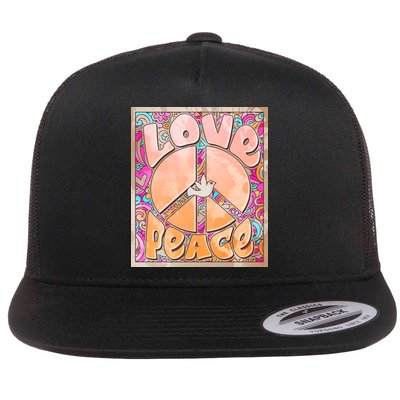 Retro Vintage 1960s Sixties Love And Peace Poster Flatbill Hat