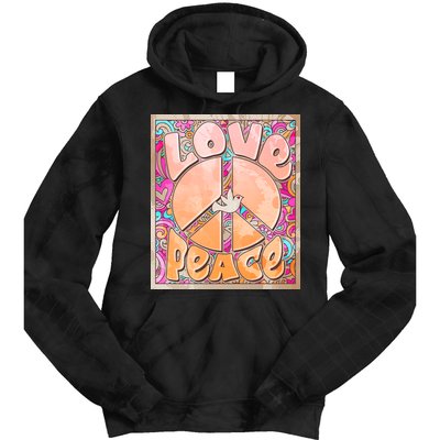 Retro Vintage 1960s Sixties Love And Peace Poster Tie Dye Hoodie