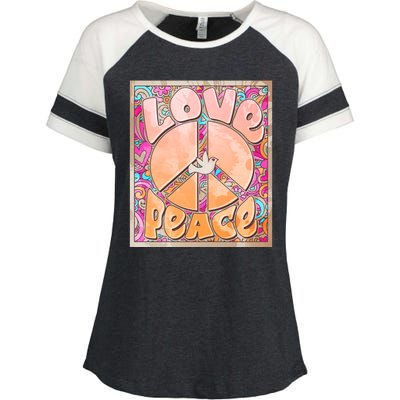 Retro Vintage 1960s Sixties Love And Peace Poster Enza Ladies Jersey Colorblock Tee